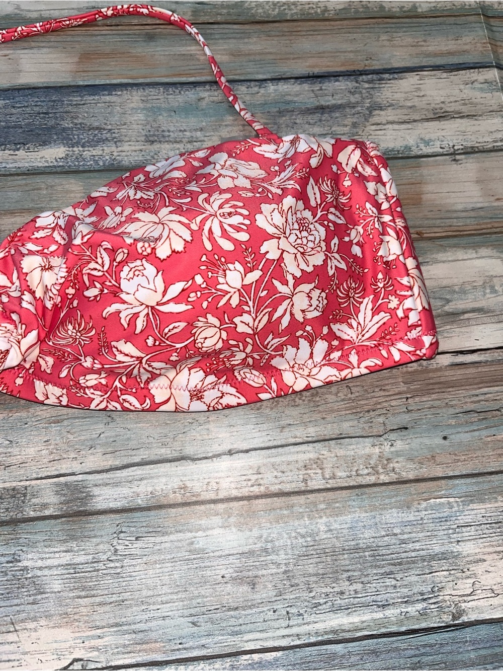 J.Crew NWT Pink Floral Bandeau Bikini Swim Top 2X Removable Strap - Picture 3 of 7